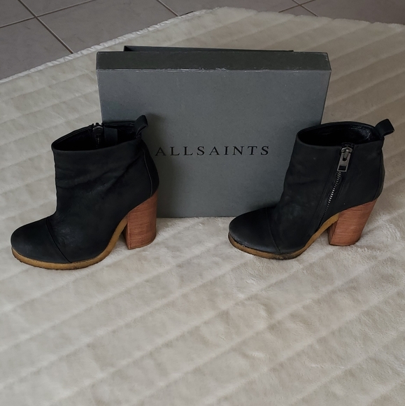 Black leather Allsaints Lacote Boots - Picture 5 of 8